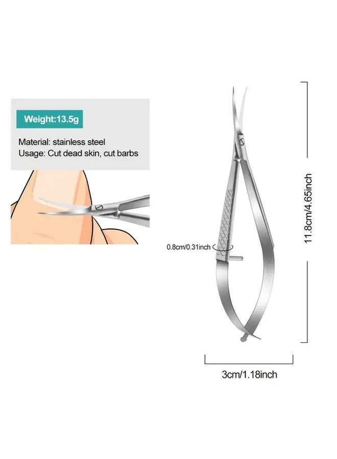مقصات أظافر احترافية من الفولاذ المقاوم للصدأ ومقصات الجلد باللون الفضي - أداة العناية المنزلية بالأظافر - Image 5