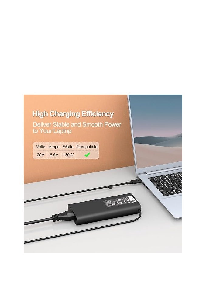 130W Laptop Charger USB C for Dell XPS 15 16 17 9575 2in1 9500 9530 9700 9730 Precision 3490 5490 5550 5750 5770 3560 Latitude 7410 7310 7210 9410 9510 5420 5520 5510 Type C AC Adapter  - Image 5