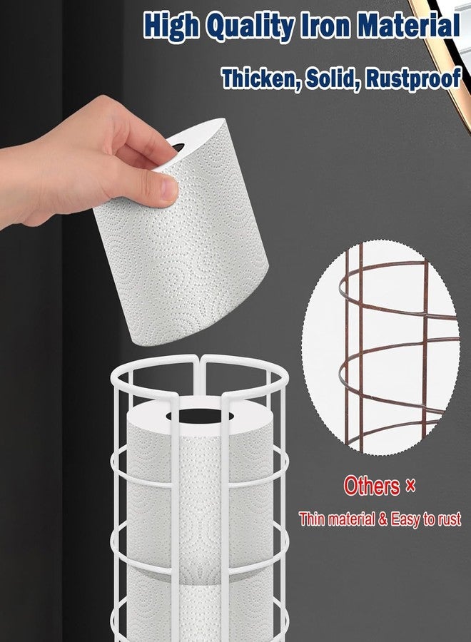 OGFC 58315 Toilet Paper Organizer Stand, Free Standing 3 Rolls Tissue Storage, Metal Bathroom Accessory, Rustproof Toilet Roll Holder for Kitchen Countertop (Metal Base, White) - Image 4