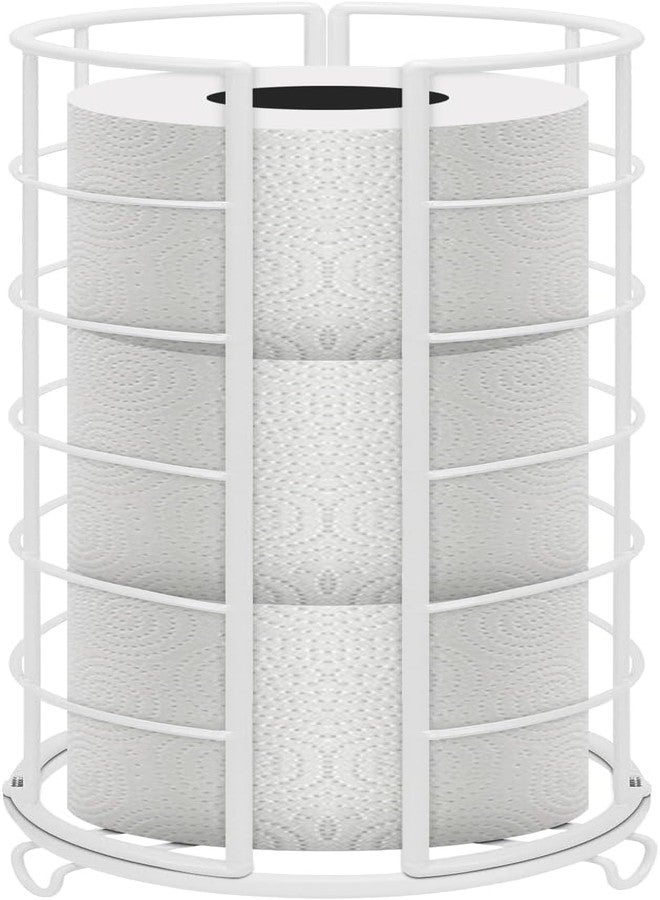 OGFC 58315 Toilet Paper Organizer Stand, Free Standing 3 Rolls Tissue Storage, Metal Bathroom Accessory, Rustproof Toilet Roll Holder for Kitchen Countertop (Metal Base, White) - Image 1