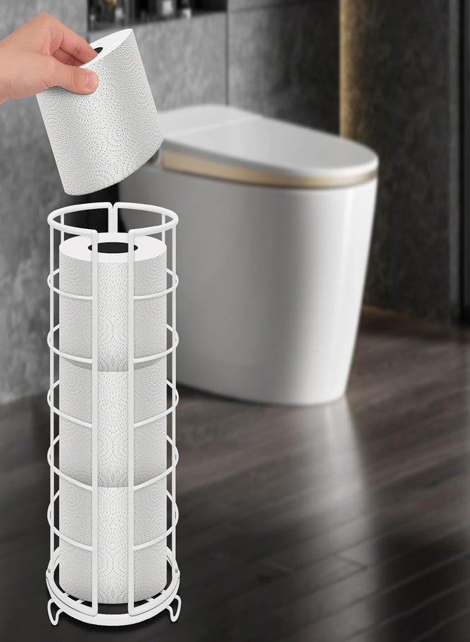 OGFC 58315 Toilet Paper Organizer Stand, Free Standing 3 Rolls Tissue Storage, Metal Bathroom Accessory, Rustproof Toilet Roll Holder for Kitchen Countertop (Metal Base, White) - Image 5