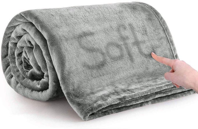 FLEECE THROW BLANKET FOR BED SOFT COSY FLUFFY BLANKETS FOR SOFA 400 GSM SILK TOUCH WARM DOUBLE THROWS FOR AUDLTS SILVER GREY 150X200 CM
