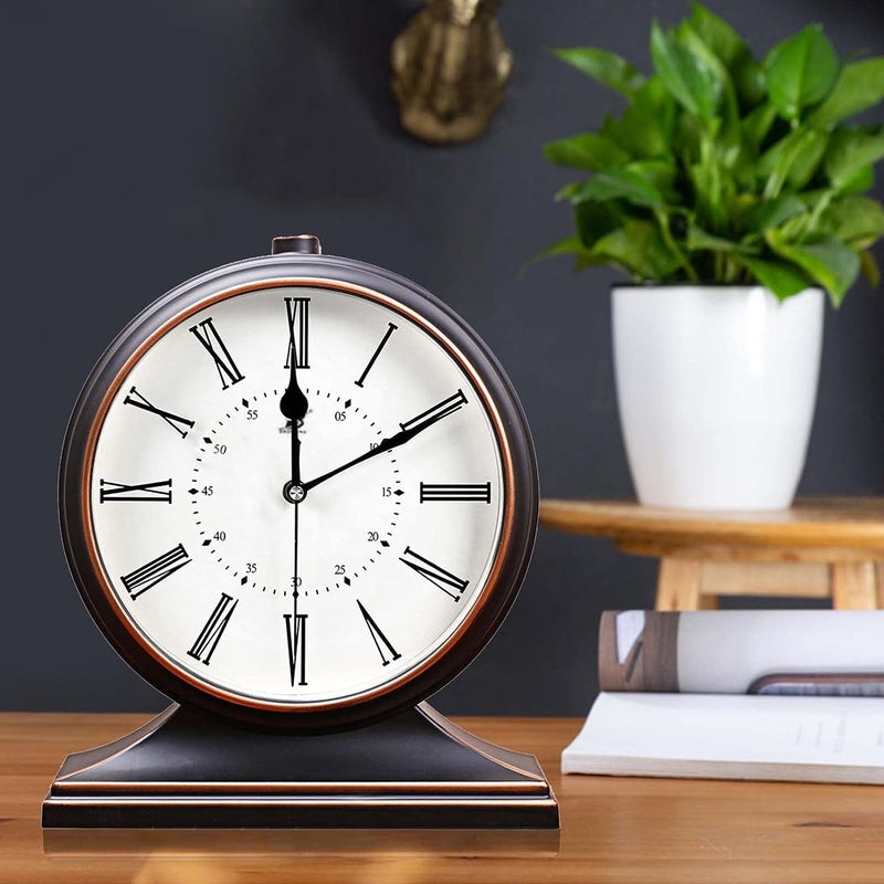 Igtazy Vintage Mantle Clock for Table Decor,Modern Desk Clock Battery Operated for Living Room,Bedroom,Office,Fireplace Mantel,Shelf Decor (Black) - Image 3