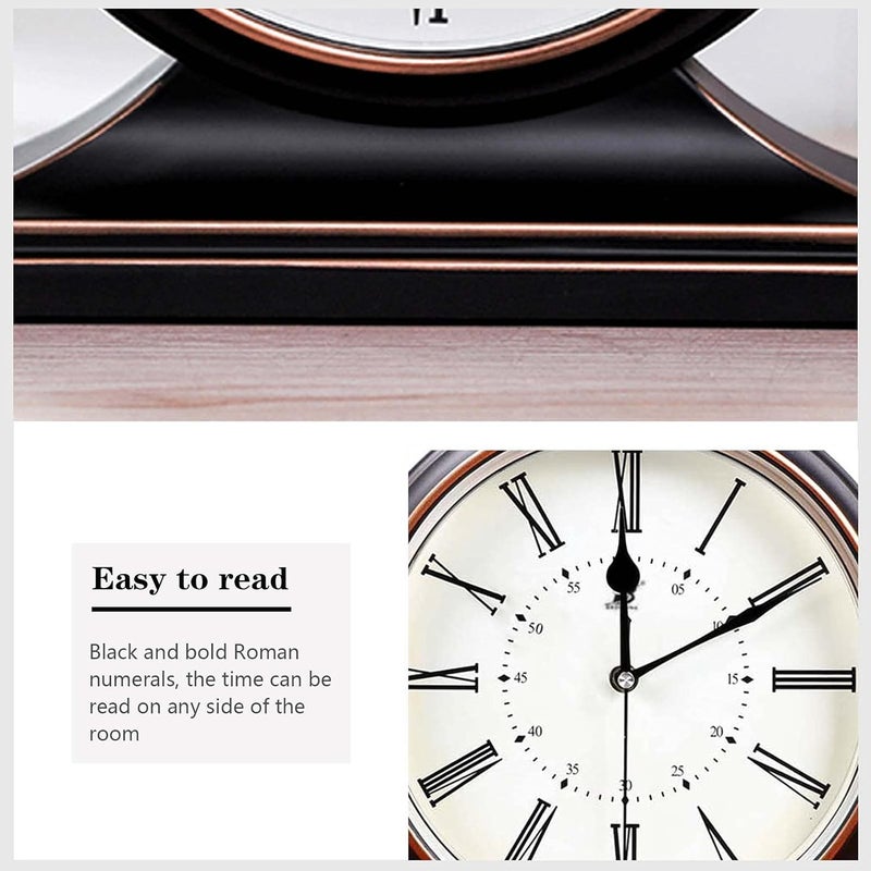 Igtazy Vintage Mantle Clock for Table Decor,Modern Desk Clock Battery Operated for Living Room,Bedroom,Office,Fireplace Mantel,Shelf Decor (Black) - Image 5