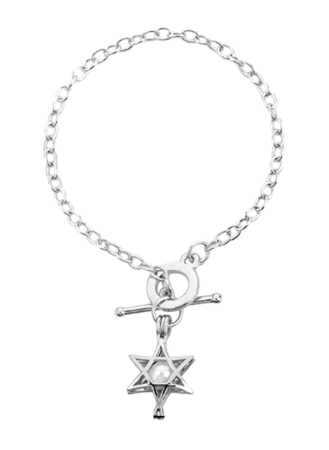 NIBEMINENT - Silver Plated Oyster Pearl Star Charm Bracelet - Image 1