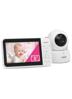 في تك جهاز مراقبة الأطفال VTech VM924 مقاس 5 بوصات عن بعد مزود بكاميرا وصوت، بطارية تصل إلى 31 ساعة للصوت وبث الفيديو لمدة 17 ساعة، مدى طويل، رؤية ليلية، صوت مهدئ، مستشعر درجة الحرارة  - Image 1