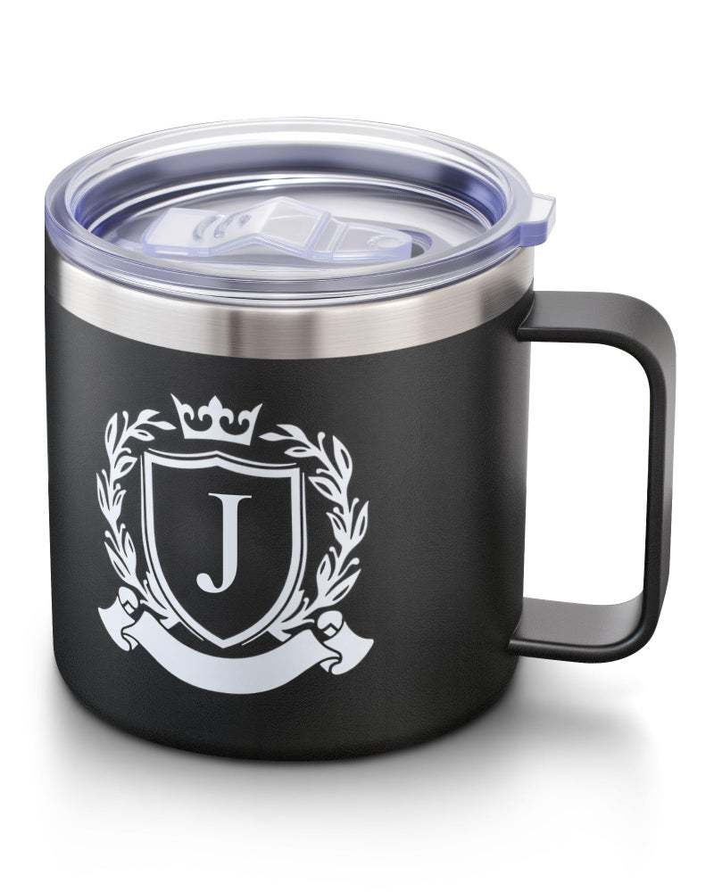 MNZZ Personalized 14 Oz Insulated Coffee Mug with Lid Travel Large Cup Adult Men Guy Him Brother Dad Boyfriend Uncle Niece Best Friendship Grandpa Grandfather Husband Son Happy Birthday Cool Unique Gifts,J - Image 1