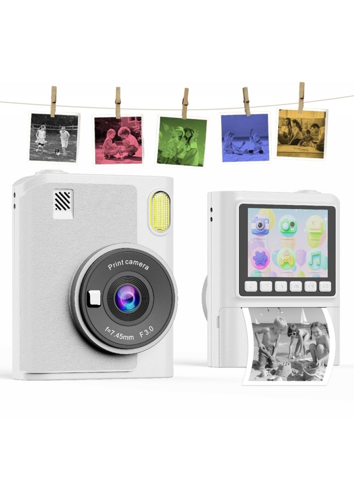 Generic Z900 2.4 Inch Instant Print Camera Kids HD Video Recorder Support Monochrome Printing - White - Image 1