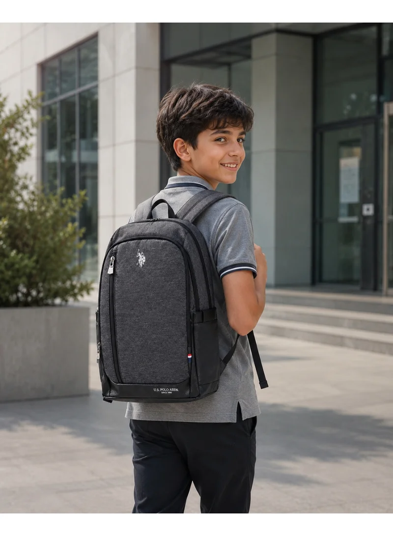 U.S. Polo Assn. U.S. Polo Assn. Classic Graphite Vertical Zip Tech Backpack for School and Office MultiCompartment Bag for Campus