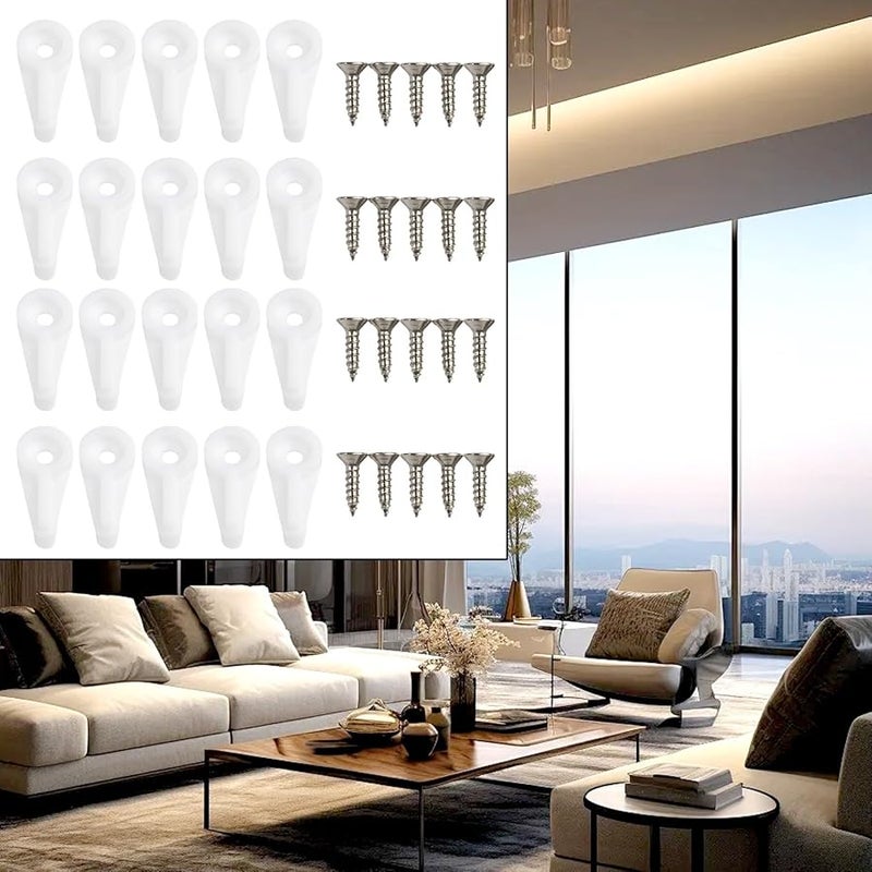 مشابك تركيب الحائط للمرايا 20 قطعة مجموعة تثبيت بلاستيكية مع مسامير للوحة زجاجية بدون إطار - Image 5