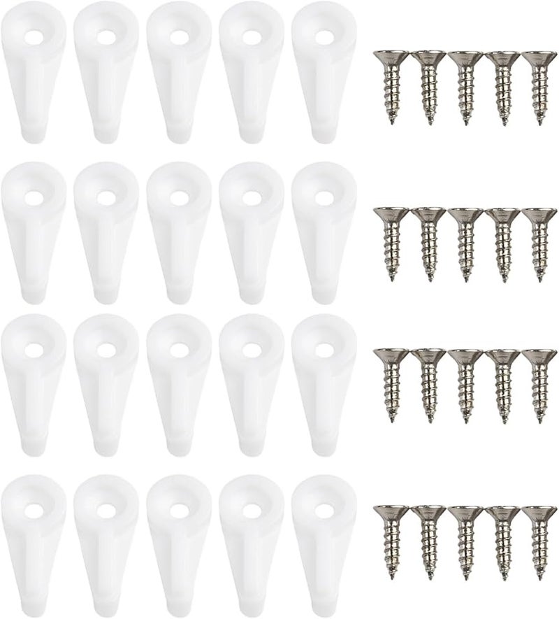 مشابك تركيب الحائط للمرايا 20 قطعة مجموعة تثبيت بلاستيكية مع مسامير للوحة زجاجية بدون إطار - Image 2
