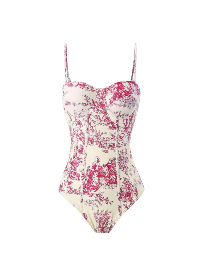 Loquat 2023 European And American Style Swimsuit Women's Tight Slim Retro Strap Sun-proof Long Dress Two-piece Hot Spring Swimsuit-Color:red Bikini- - Image 1