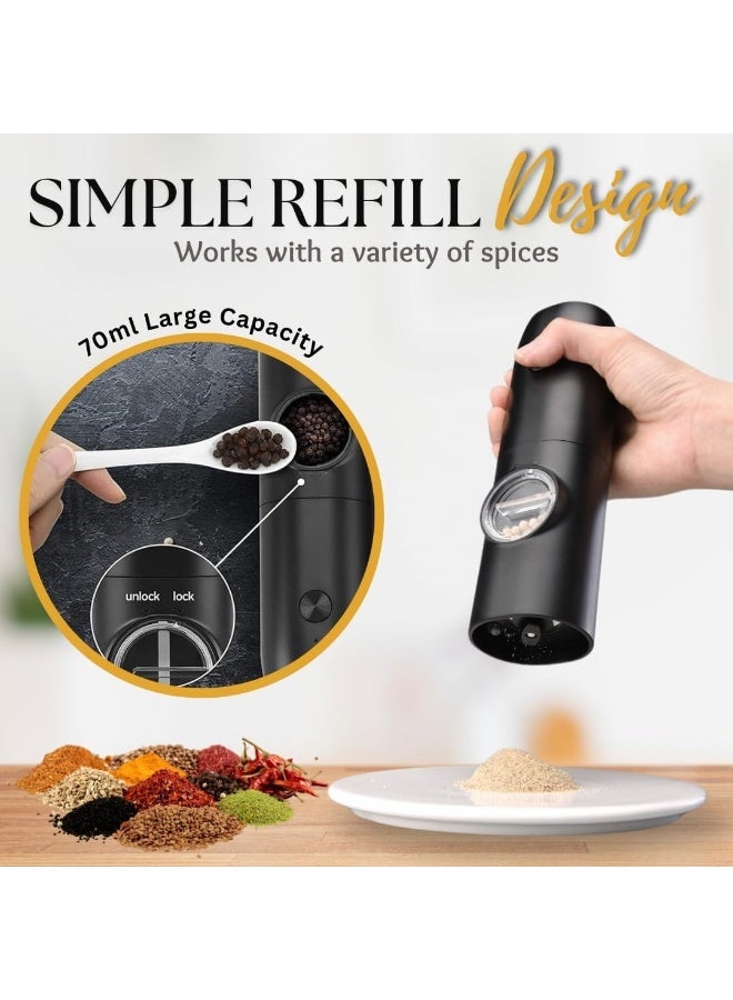 USB Rechargeable Electric Salt and Pepper Grinder Set with LED Light – One-Handed Pepper Grinder with Adjustable Coarseness and Dual Stand - Image 5