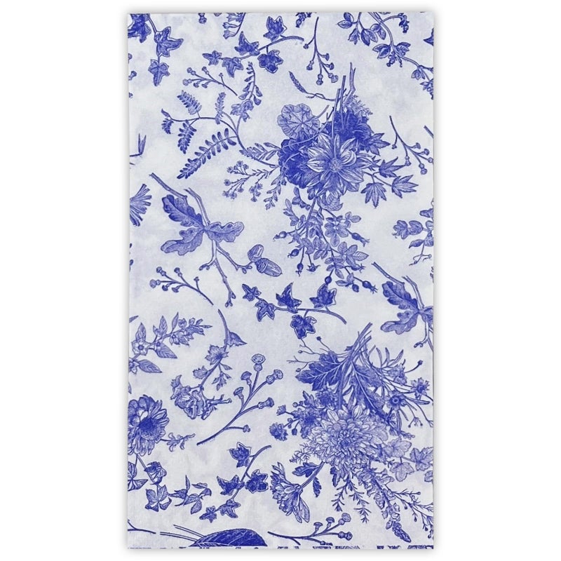 WRAPAHOLIC 25Pcs Blue Floral Guest Napkins - Blue and White Toile Paper Napkins for Bridal and Baby Shower  Tea Party  Garden Party  Birthday Party - 4.3 x 7.9 In - Image 1