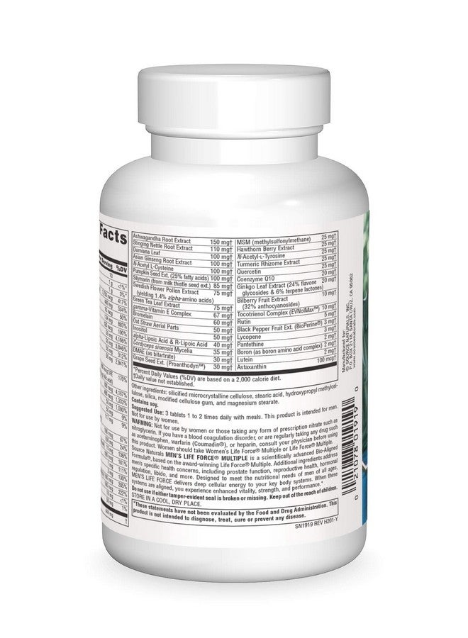 Source Naturals Men's Life Force Multiple Daily Multivitamin & Immune Health Supplement - 13 Essential Vitamins, Nutrients & Minerals - 180 Tablets - Image 2