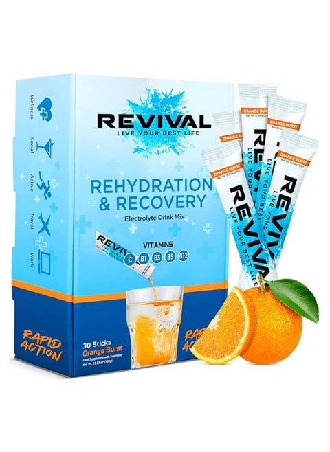 Rapid Rehydration Electrolytes Powder High Strength Orange Burst 30 Count Pack Of 1