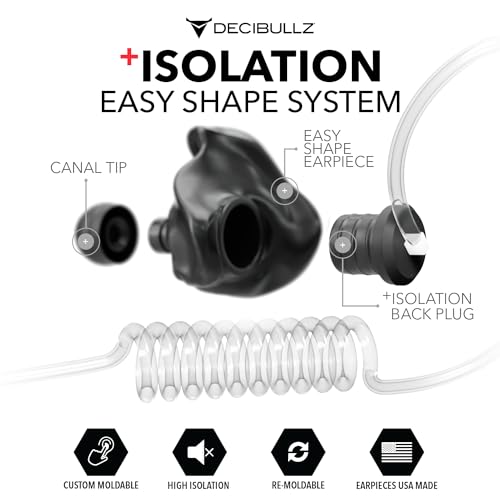 Decibullz Custom Molded Security Radio Surveillance Earpiece Set, Thermo-Fit Designed for Clear Acoustic Tube Radios, Isolation - Image 3