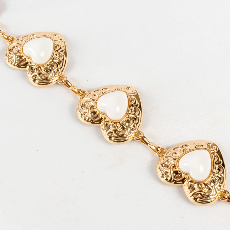 ذا بلاك بيرل اكسسوريز حزام معدن حريمي ذهبي مرصع بالحجر الأبيض - Image 4