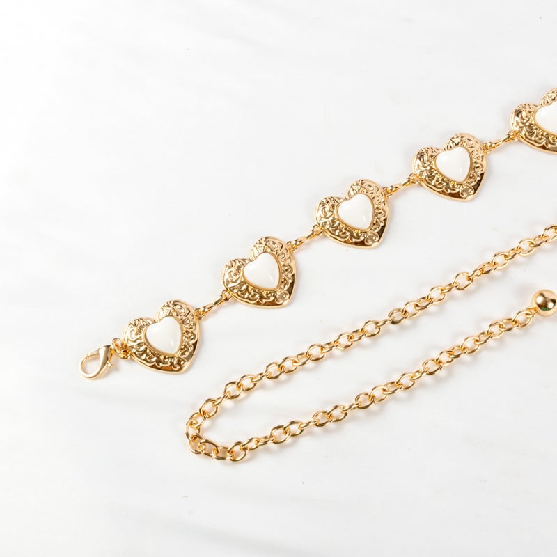 ذا بلاك بيرل اكسسوريز حزام معدن حريمي ذهبي مرصع بالحجر الأبيض - Image 2