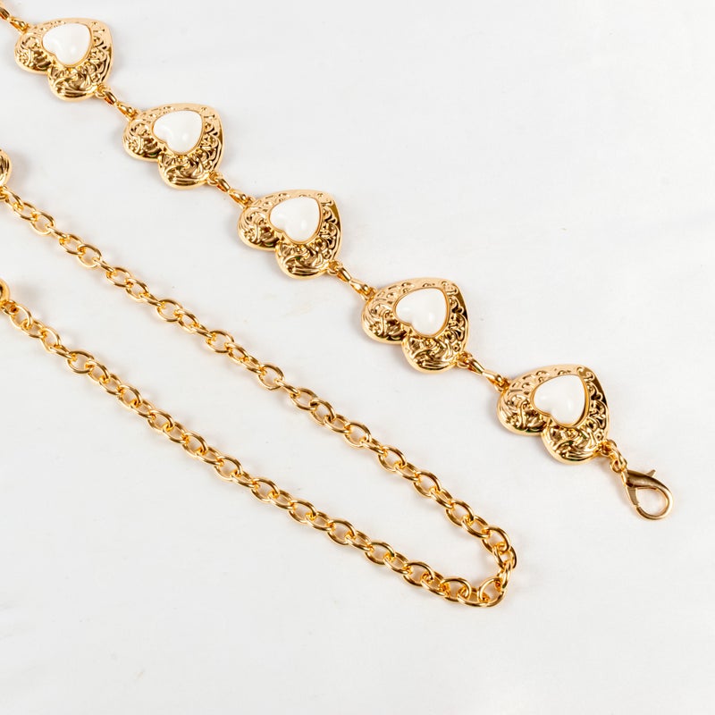 ذا بلاك بيرل اكسسوريز حزام معدن حريمي ذهبي مرصع بالحجر الأبيض - Image 3