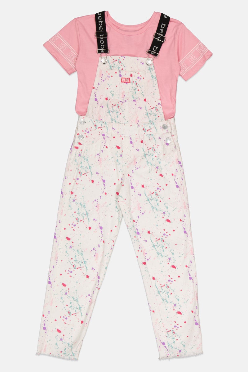 bebe Kids Girl 2 Pieces Splatter Print Top And Jumpsuit Set, Multicolor - Image 4