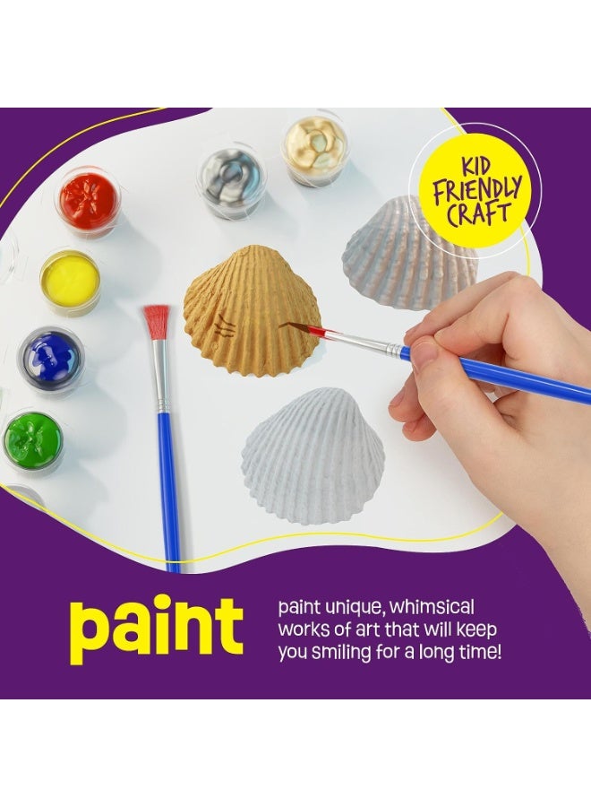 RedMapleTEK Kids Shell Painting Craft Kit, DIY Creative Art Set with Seashells, Paints, Clay & Googly Eyes, Ages 6+ - Image 4