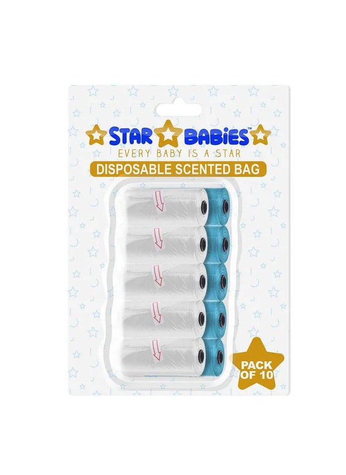 STAR BABiES Star Babies - Scented Bag Blister - Pack of 10/150 Bags - Blue & White  - Image 1
