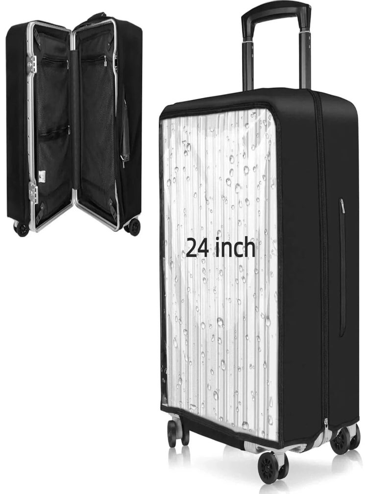 Yotako Upgraded Double Zippered Transparent PVC Suitcase Cover, No Disassembly Required Clear Luggage Protector for Suitcase Luggage Protector Cover 24'' - Image 1