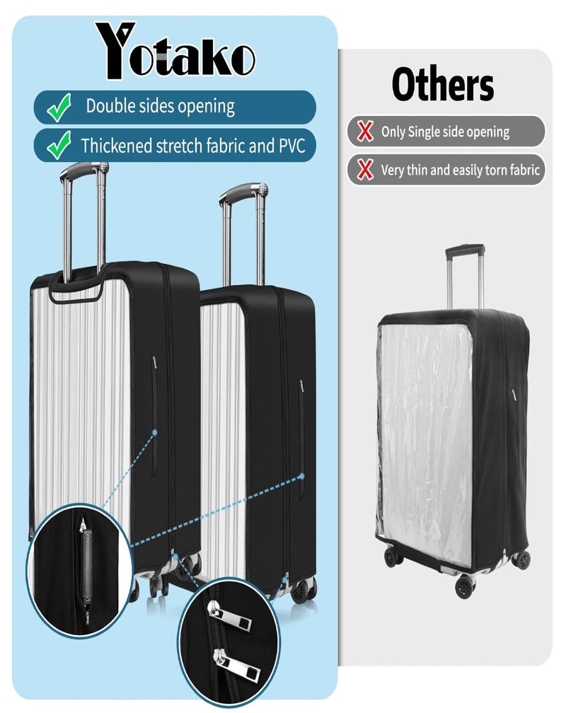 Yotako Upgraded Double Zippered Transparent PVC Suitcase Cover, No Disassembly Required Clear Luggage Protector for Suitcase Luggage Protector Cover 24'' - Image 3