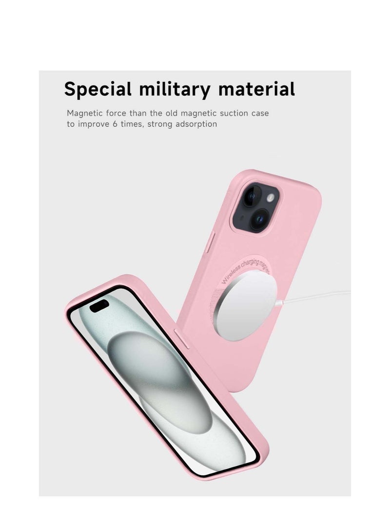 Techie غطاء خلفي من الجلد الناعم بتقنية MagSafe لجهاز آيفون 15 بلس - وردي باهت - Image 3