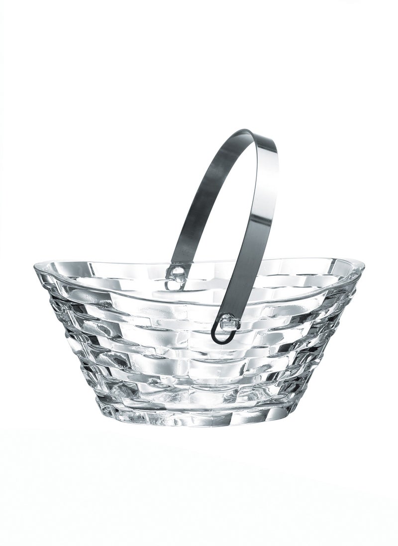 Pasabahce F&D Crystal Glass Oval Basket With Metal Handle - Image 5
