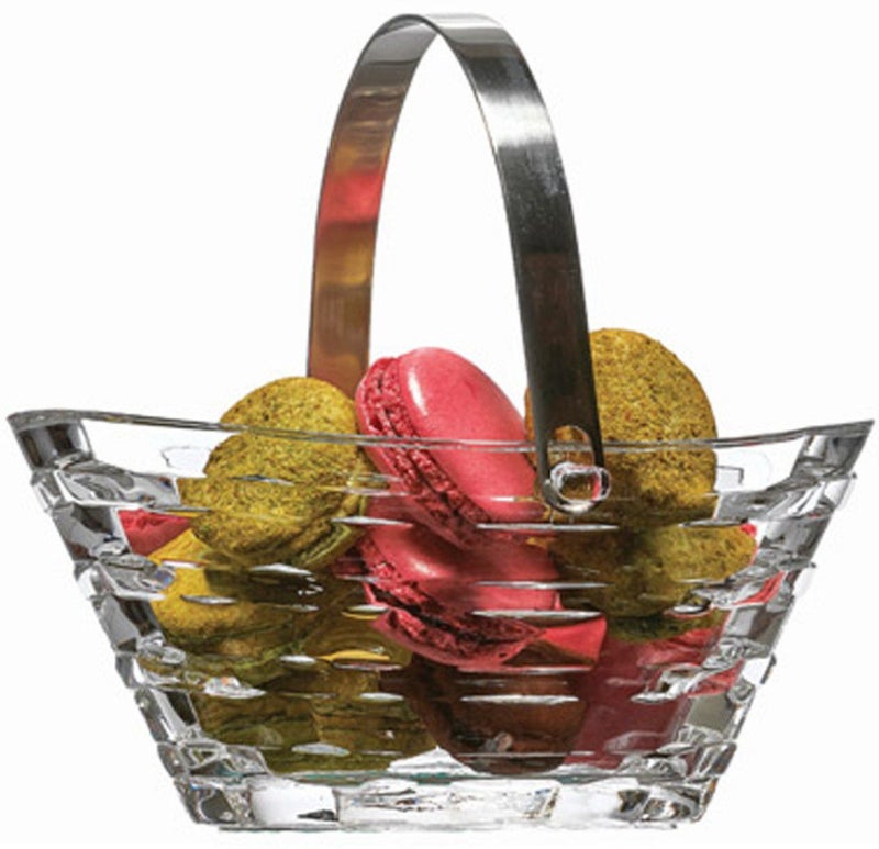 Pasabahce F&D Crystal Glass Oval Basket With Metal Handle - Image 4