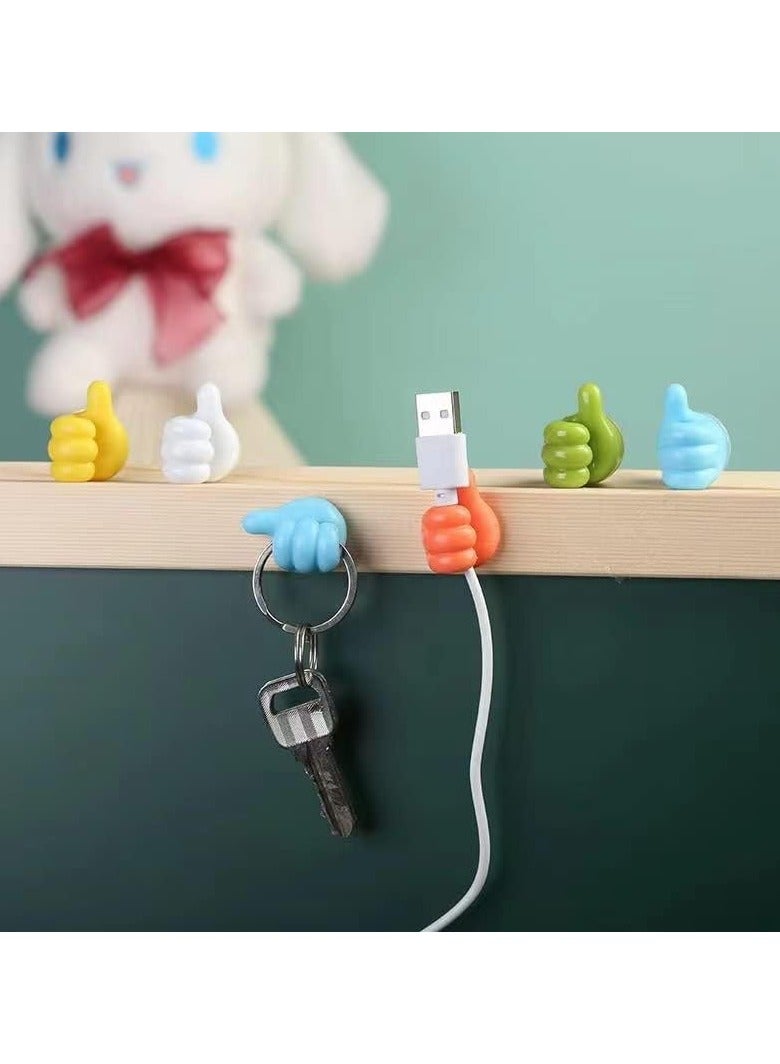 Hand Shape Cable Clips, Wall Hook, USB Cord Holders Cable Management For Hanging (Pack Of 10) Silicone Hooks Cord Holders Self-Adhesive Home/Office/Cars (Multicolor) - Image 2