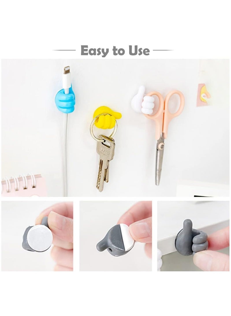 Hand Shape Cable Clips, Wall Hook, USB Cord Holders Cable Management For Hanging (Pack Of 10) Silicone Hooks Cord Holders Self-Adhesive Home/Office/Cars (Multicolor) - Image 3