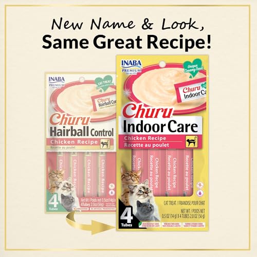 INABA Churu Hairball Control, Functional, Creamy Lickable Purée Cat Treat with Taurine & Vitamin E, 0.5 Ounces Each, 24 Tubes (4 per Pack), Chicken Recipe - Image 3