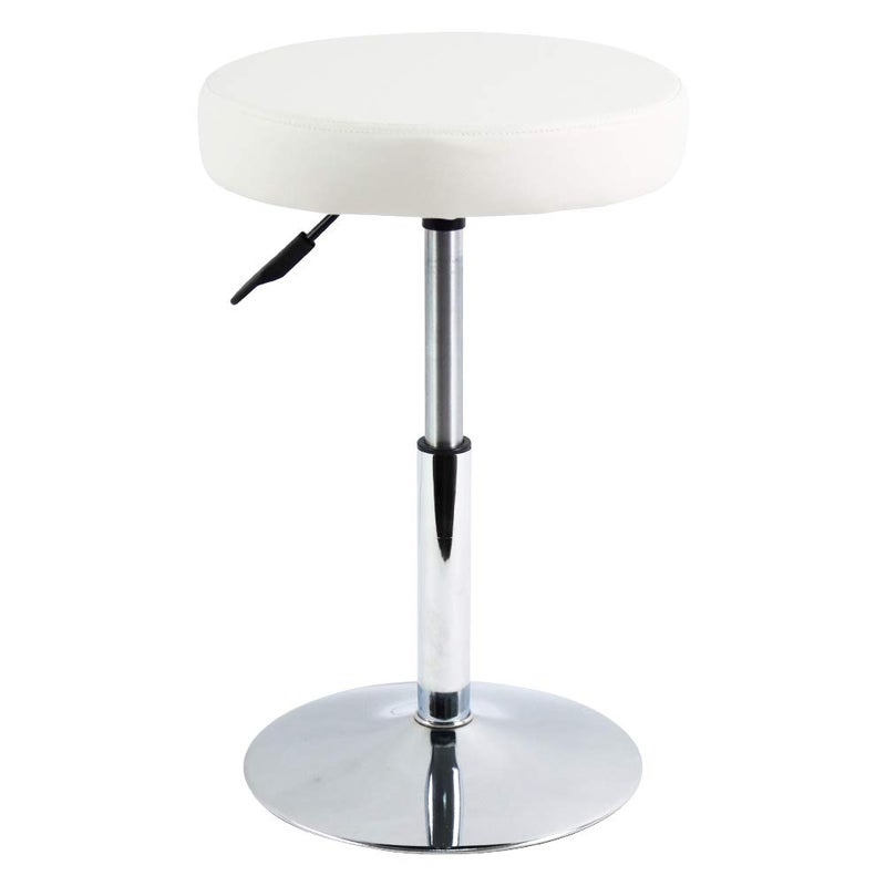 FURWOO PU Leather Round Barber Shop Stool Height Adjustable Swivel Workshop Barber Shop Home Kitchen Short Bar Stools without Backrest Stool SmallWhite