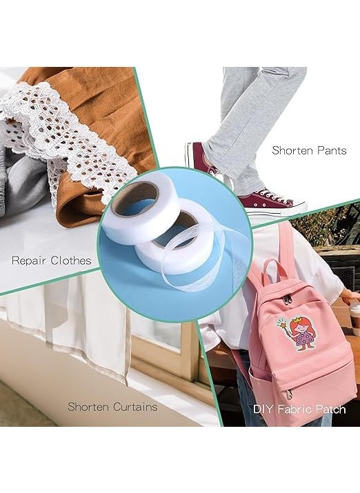 karmet - karmet Iron On Hemming Tape Clear Two Rolls Double Sided Fusing Hem Tape Durable Adhesive for Skirts Pillows Jeans Clothes Pants Collars Curtains DIY Tricot Projects - Image 1