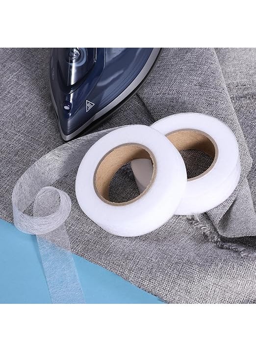 karmet - karmet Iron On Hemming Tape Clear Two Rolls Double Sided Fusing Hem Tape Durable Adhesive for Skirts Pillows Jeans Clothes Pants Collars Curtains DIY Tricot Projects - Image 1