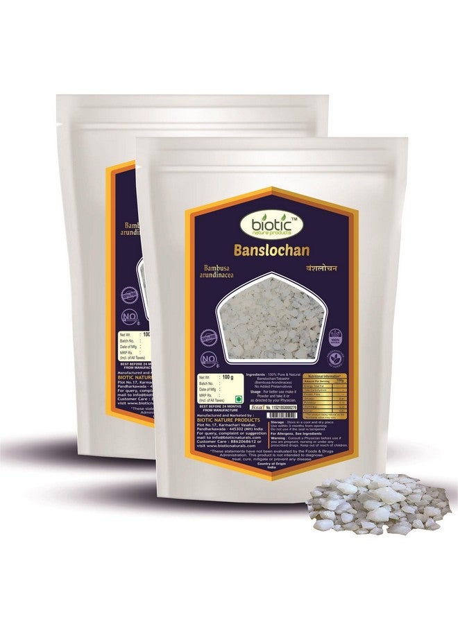 Biotic Banslochan Tabasheer Original (Bambusa Arundinaces) Tabashir - Vanslochan - 200 gm (Pack of 2) - Image 1
