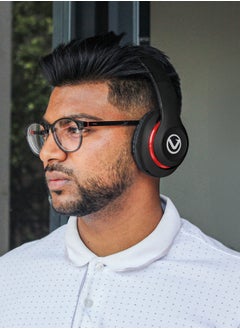 Volkano Impulse Series Bluetooth Wireless Head Phones with FM Radio, Extendable, Hands - Free Calling, AUX Input, SD Card Reader - Black, 1 Year Warranty
