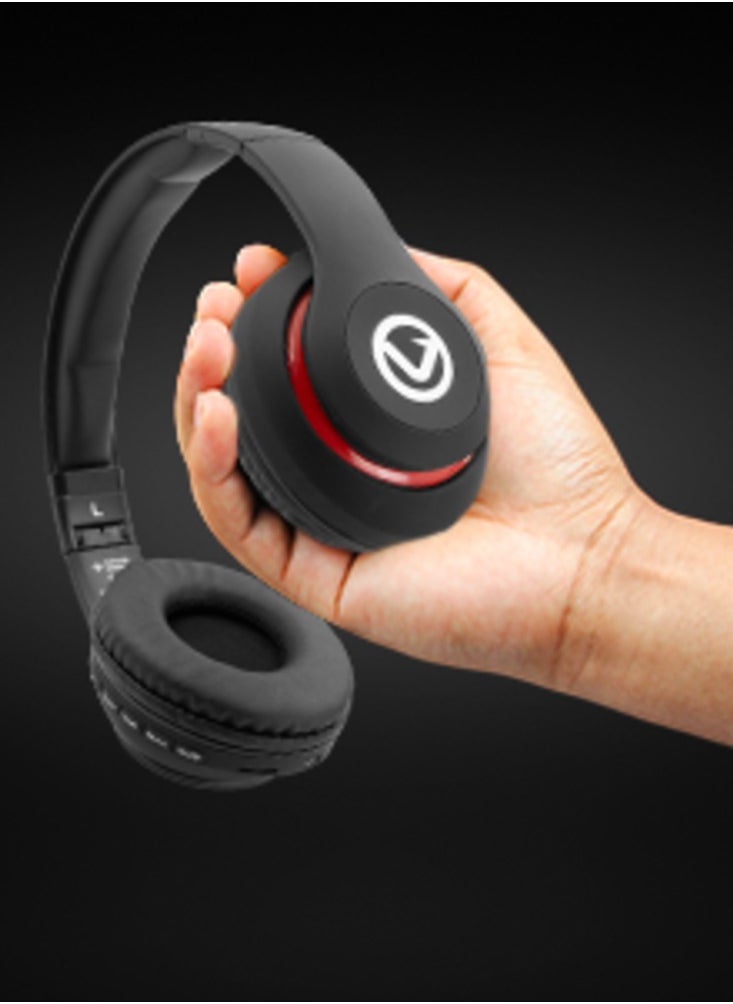 Volkano - Volkano Impulse Series Bluetooth Wireless Head Phones with FM Radio, Extendable, Hands - Free Calling, AUX Input, SD Card Reader - Black, 1 Year Warranty - Image 1