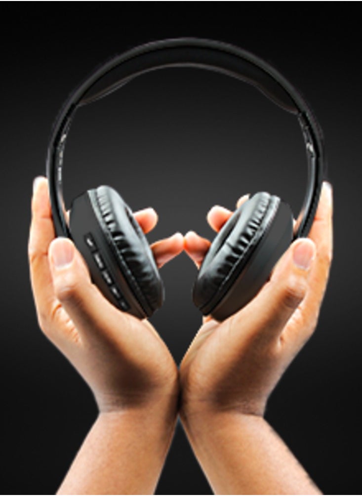 Volkano - Volkano Impulse Series Bluetooth Wireless Head Phones with FM Radio, Extendable, Hands - Free Calling, AUX Input, SD Card Reader - Black, 1 Year Warranty - Image 1