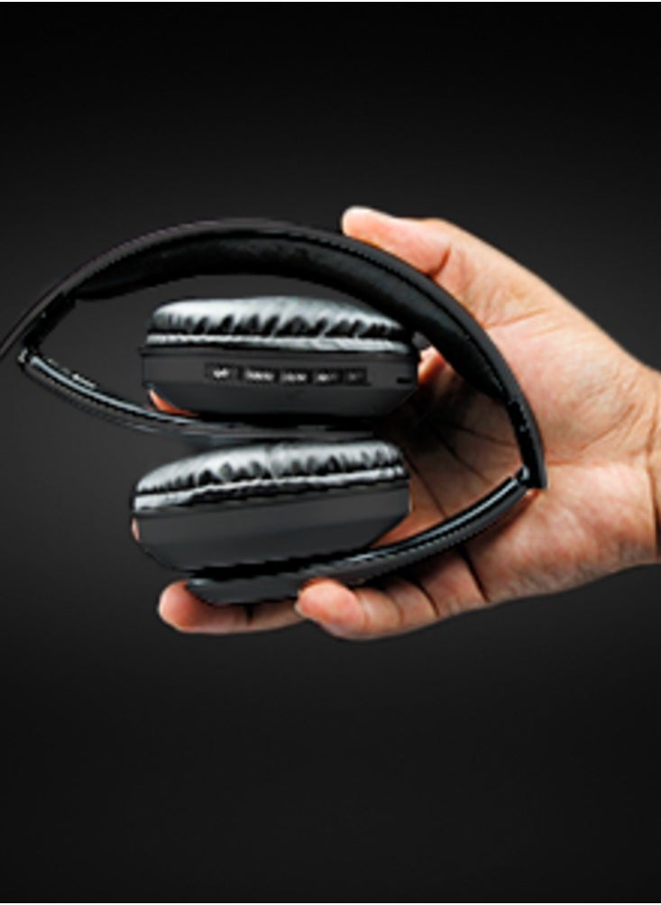 Volkano - Volkano Impulse Series Bluetooth Wireless Head Phones with FM Radio, Extendable, Hands - Free Calling, AUX Input, SD Card Reader - Black, 1 Year Warranty - Image 1