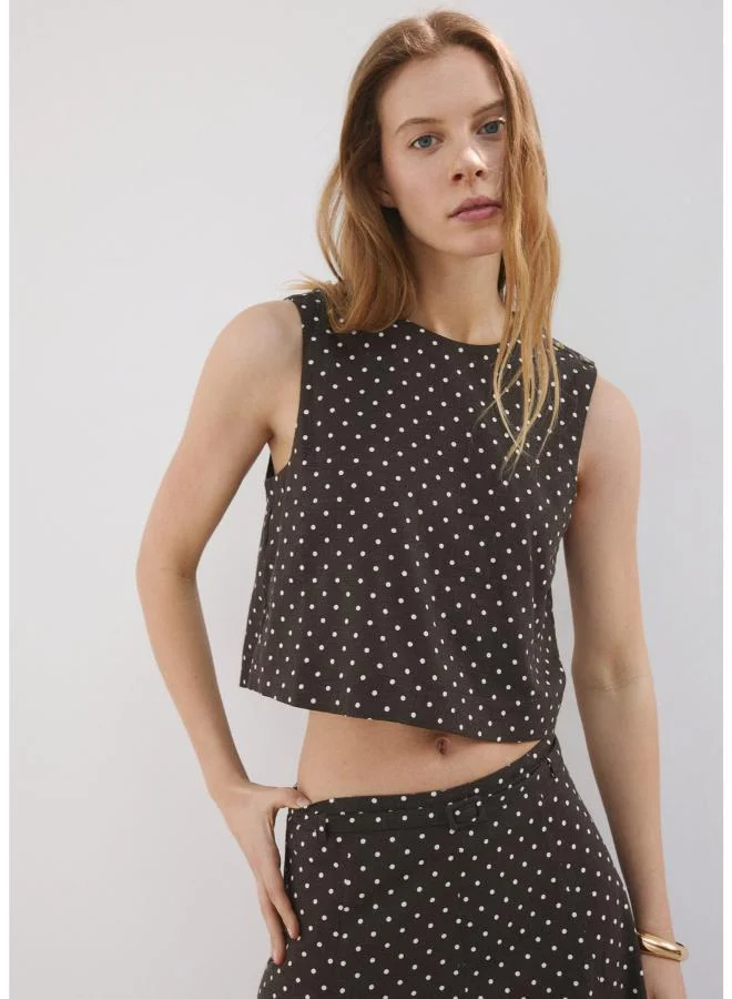 Linen polka dot top