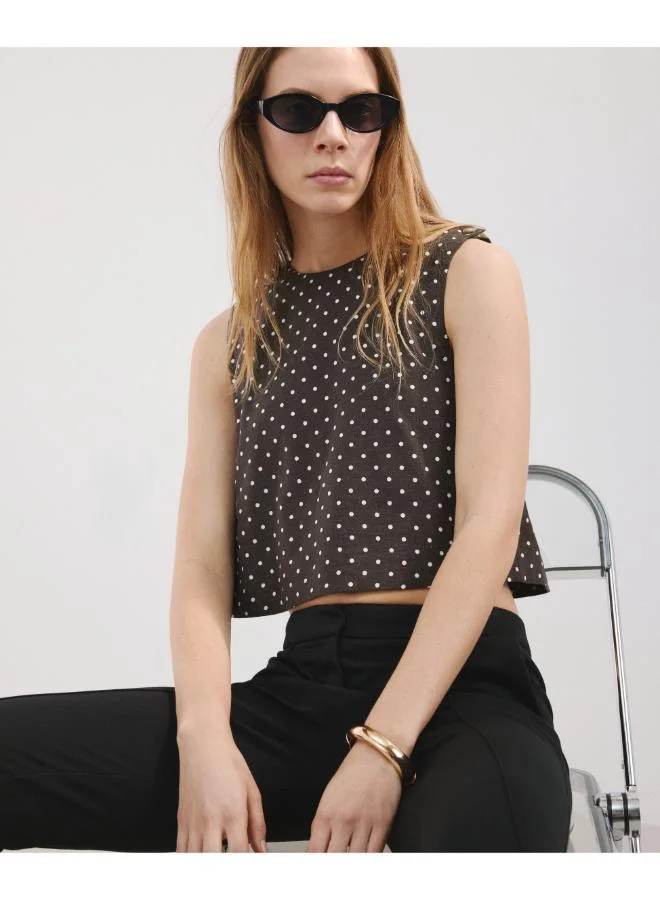 MANGO  Linen polka dot top for Women | Best Price UAE