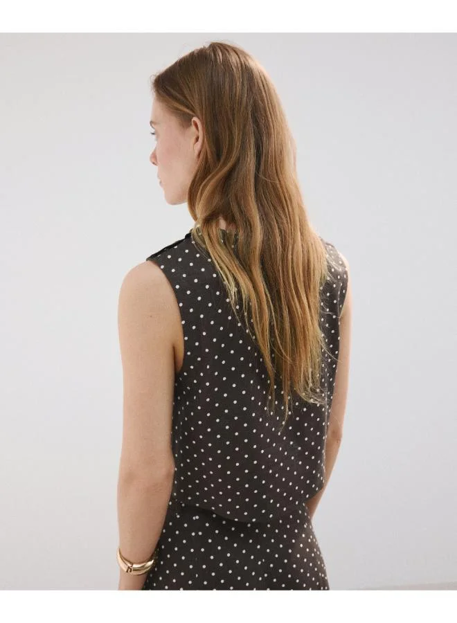 MANGO  Linen polka dot top for Women | Best Price UAE