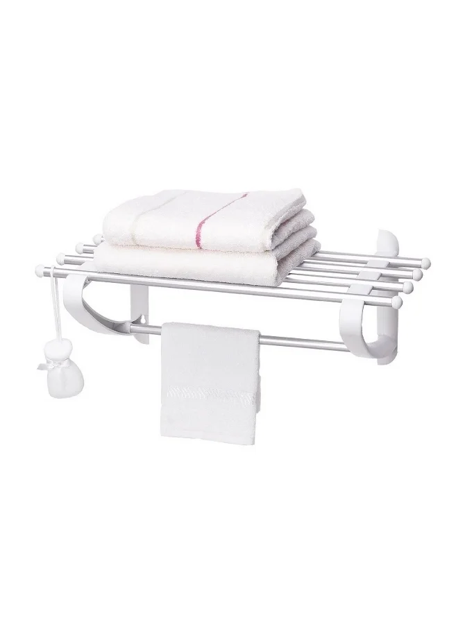Primanova Wall Mounted Sturdy High Quality Towel Holder Rack White and Silver 20 x 29.5 x 53 cm