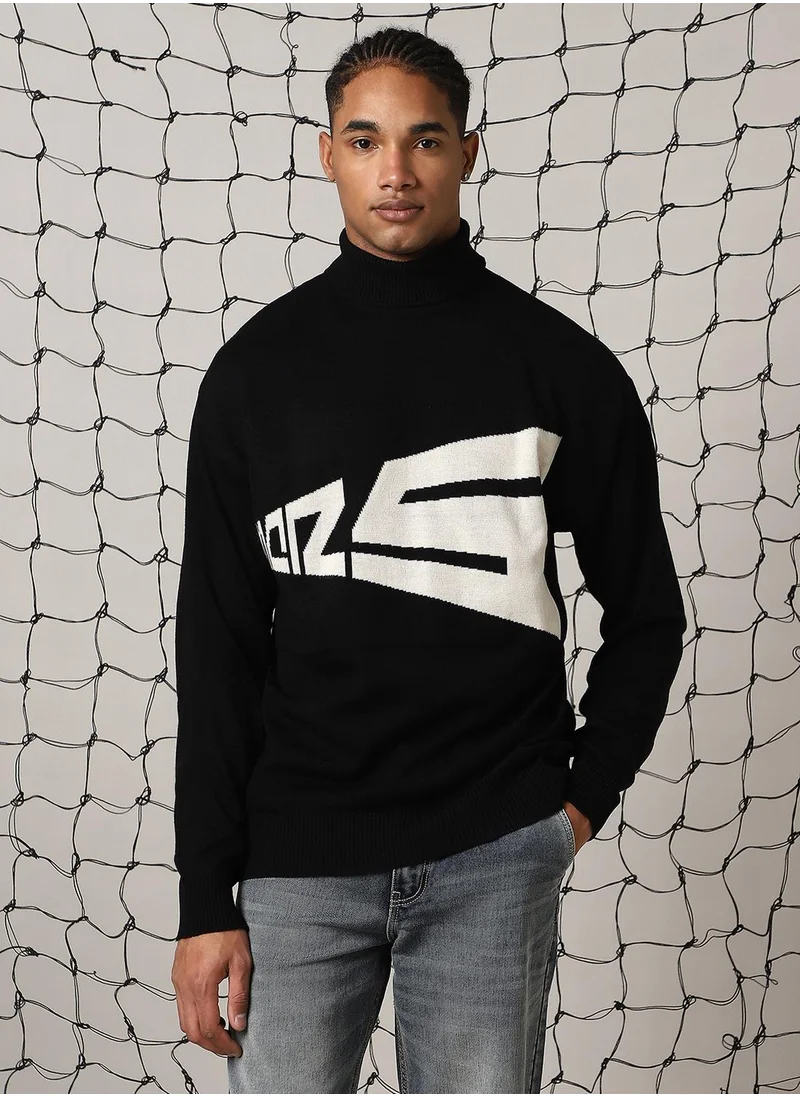 Hubberholme Men's Multicoloured 100% Acrylic Solid Oversized Sweater