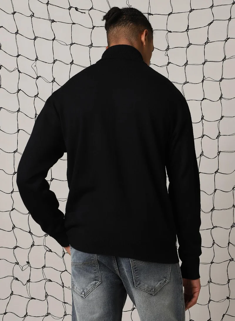 Hubberholme Men's Multicoloured 100% Acrylic Solid Oversized Sweater
