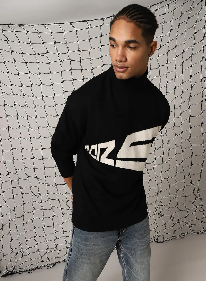 Hubberholme Men's Multicoloured 100% Acrylic Solid Oversized Sweater